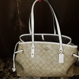 Coach Signature Drawstring Carryall Shoulder Bag